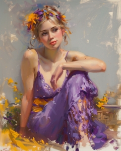 Portrait de femme aux fleurs jaunes
