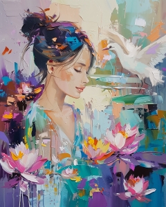 Portrait de r&ecirc;ve avec des fleurs