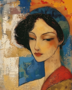 Portrait de femme aux cheveux noirs