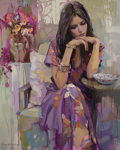 Sentado en el retrato de un sill&oacute;n