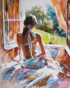 Donna al ritratto della finestra