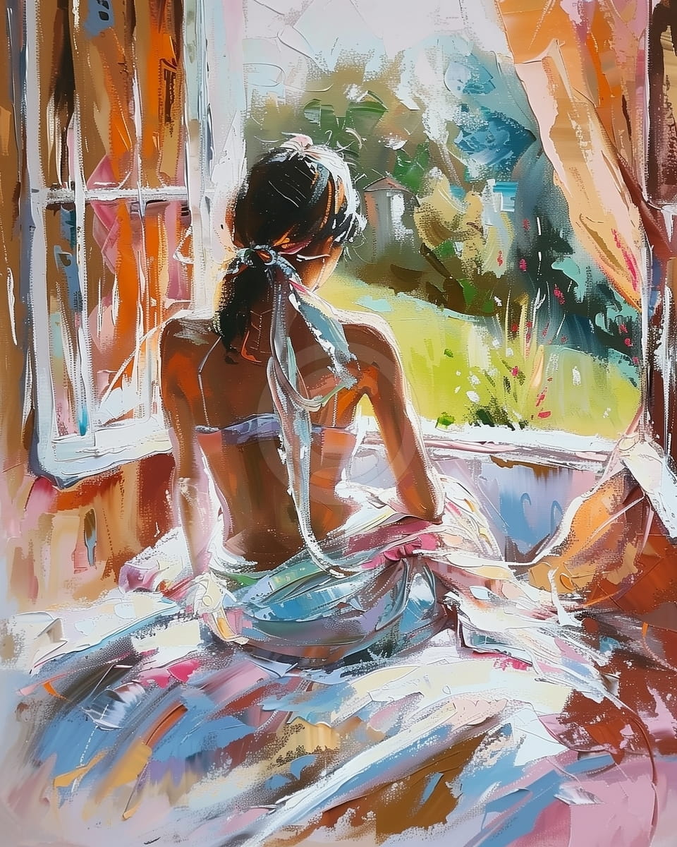 Donna al ritratto della finestra