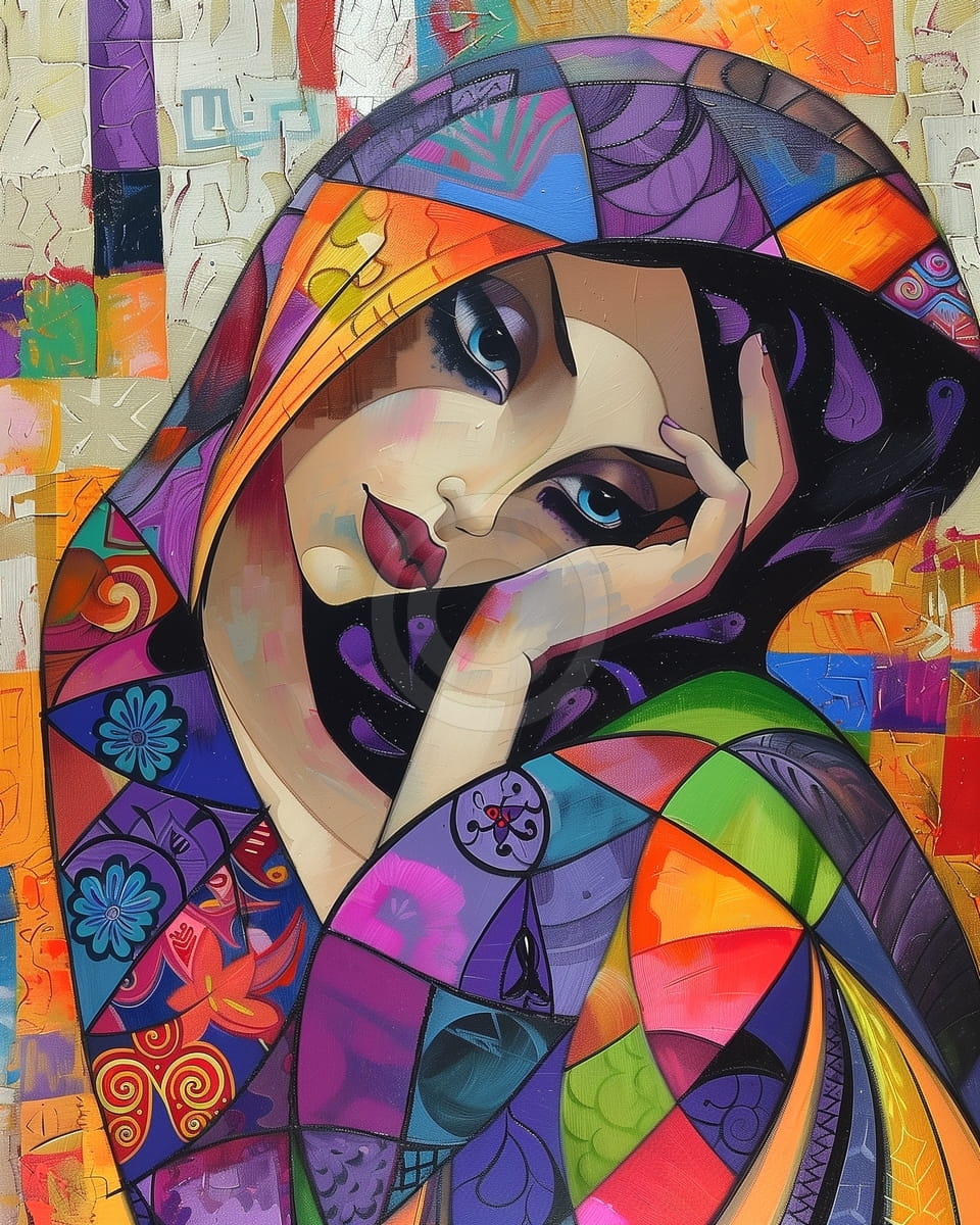 Retrato geométrico de una mujer