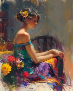 Elegante Dame sitzend