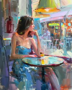 Woman looking out of window