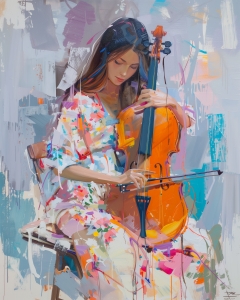 Mujer con contrabajo