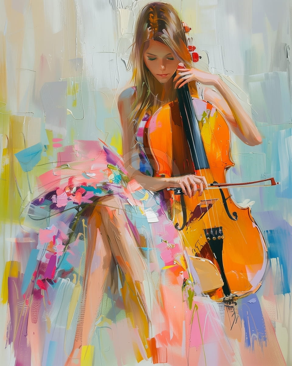 Ragazza giovane con contrabbasso