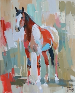 Portrait de cheval au couteau &agrave; palette