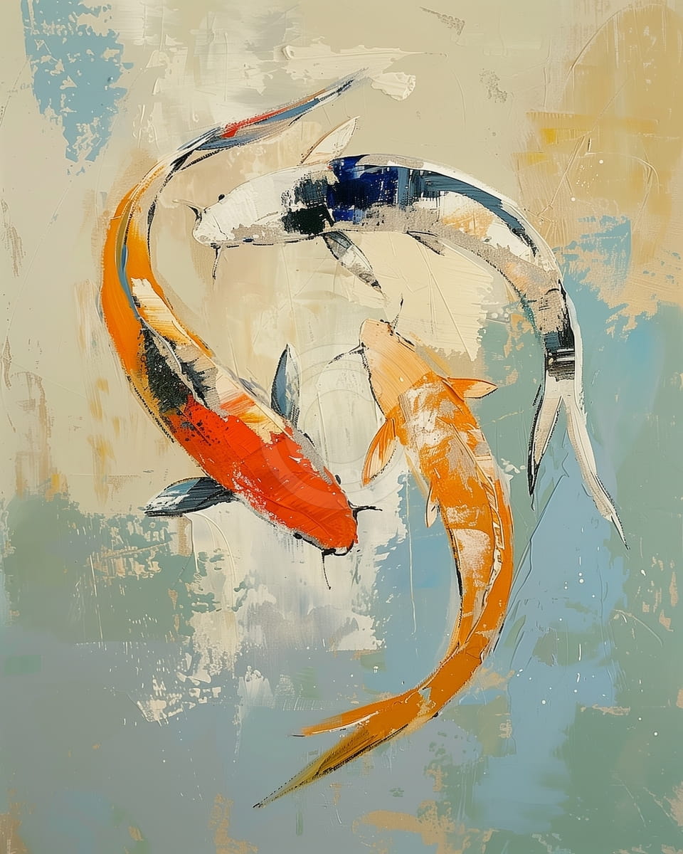 Famille de poissons Koi