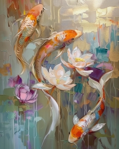 Koi Fish qui jouent