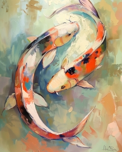 Koi-Fische im Feng Shui-Stil