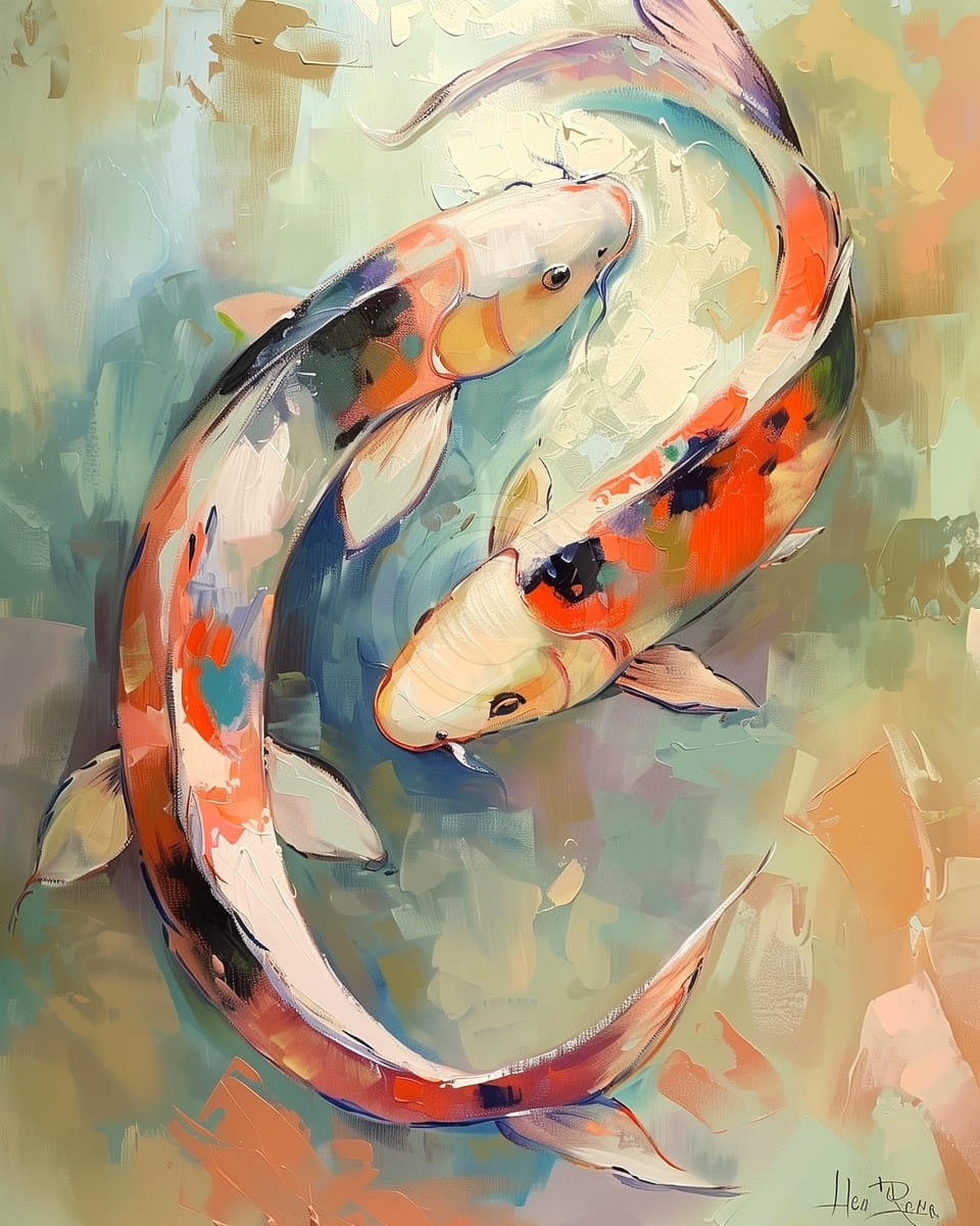 Koi-Fische im Feng Shui-Stil