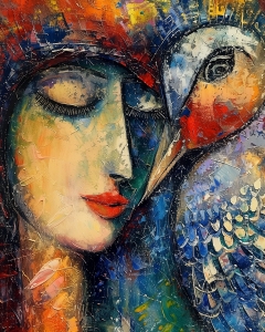 Mujer con p&aacute;jaro