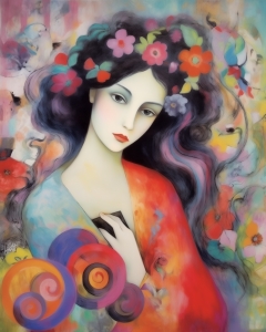 Retrato decorativo de una mujer