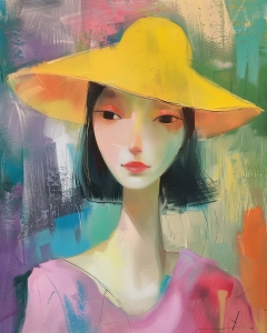 Dame au chapeau jaune