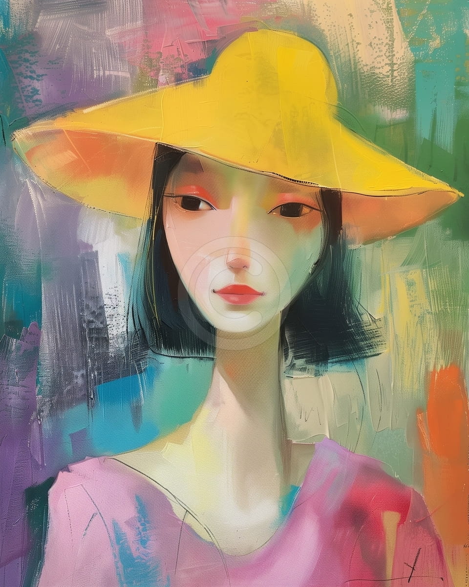 Dame au chapeau jaune