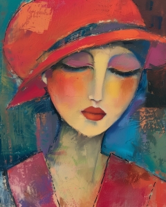 Bella donna con il cappello rosso