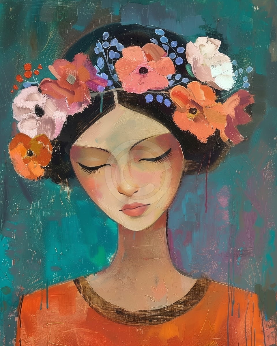 Das Mädchen mit dem Blumen-Kopfschmuck