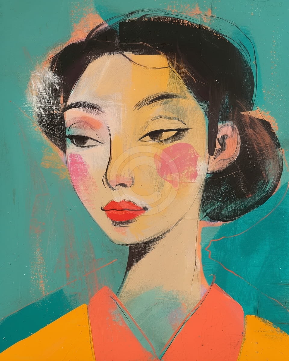 Portrait asiatique orange