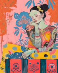 Jeune femme avec chignon