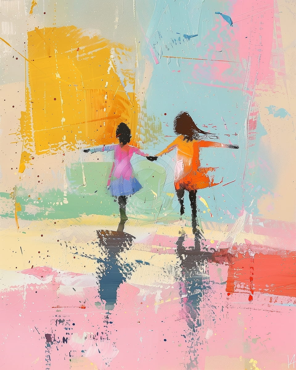 Filles jouant sur la plage