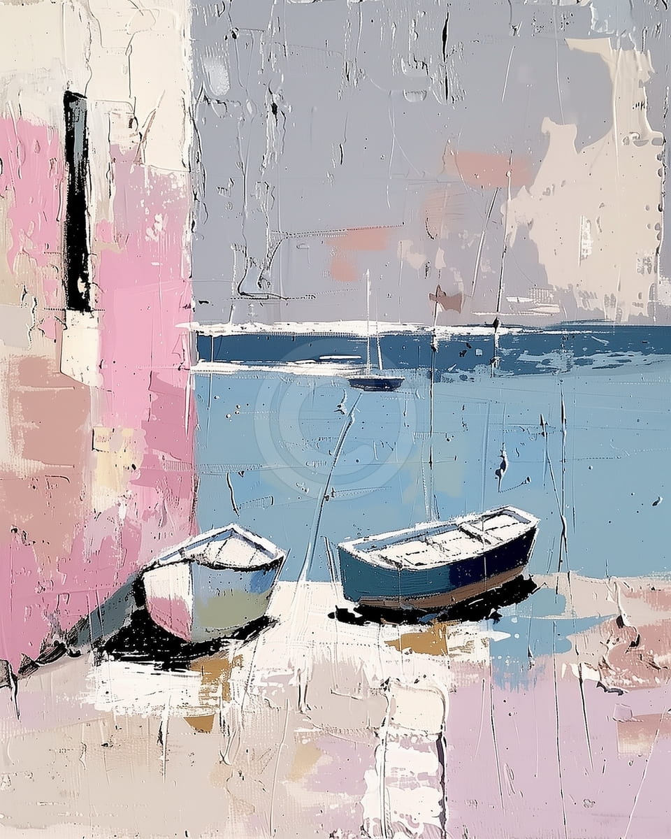 Paisaje abstracto con barcos