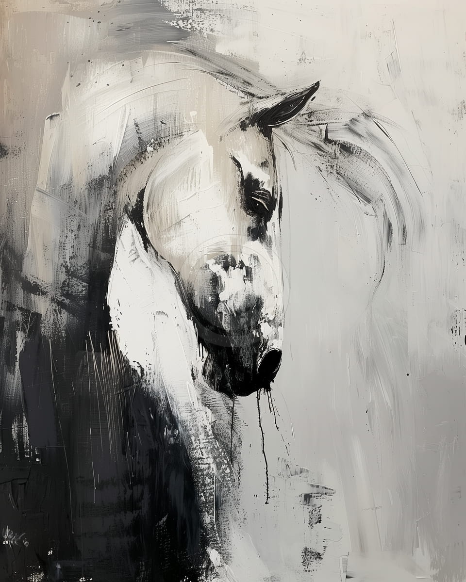 Retrato en blanco y negro de un caballo