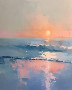 Coucher de soleil abstrait sur l'oc&eacute;an