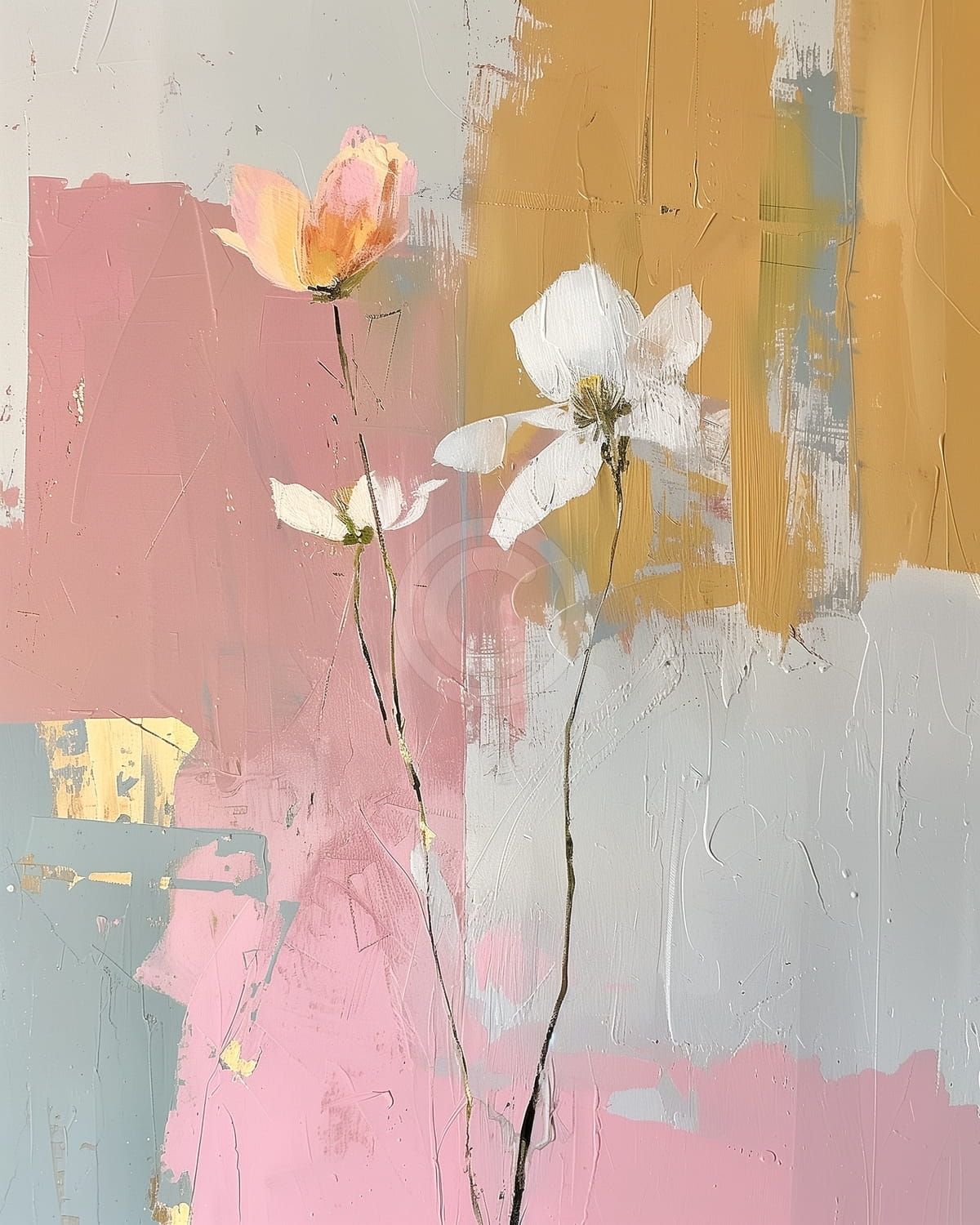 Fleurs abstraites en couches