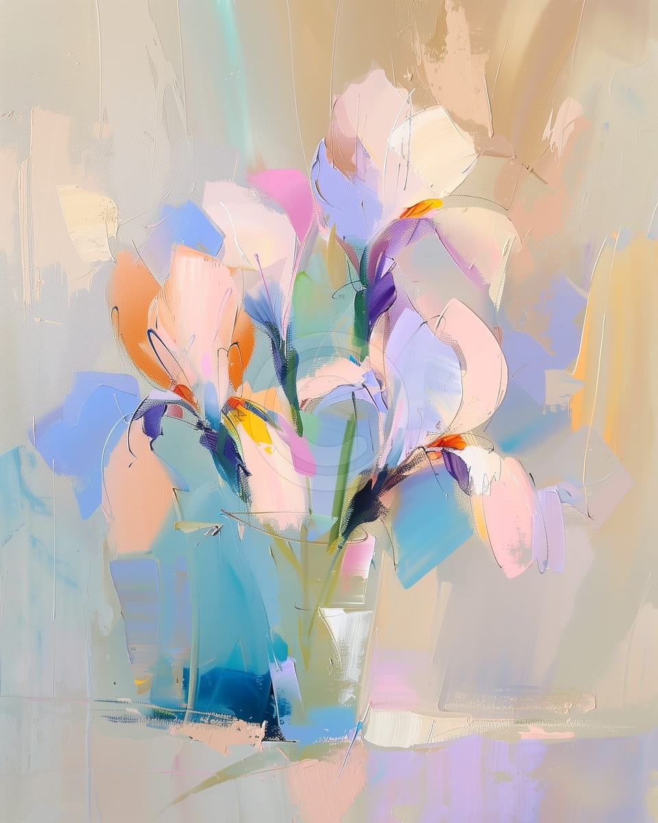 Flores de iris en un jarrón