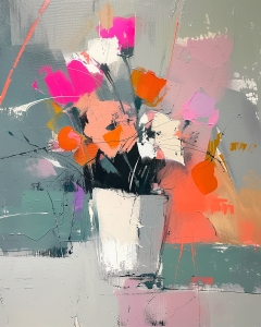 Vase mit Blumen auf dem Tisch