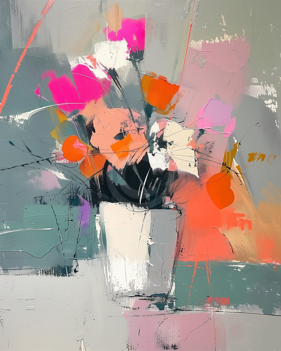 Jarrón de flores sobre la mesa