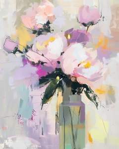 Fleurs de pivoine de coup de pinceau