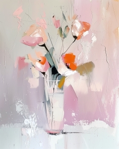 Blumen in einer hohen Vase