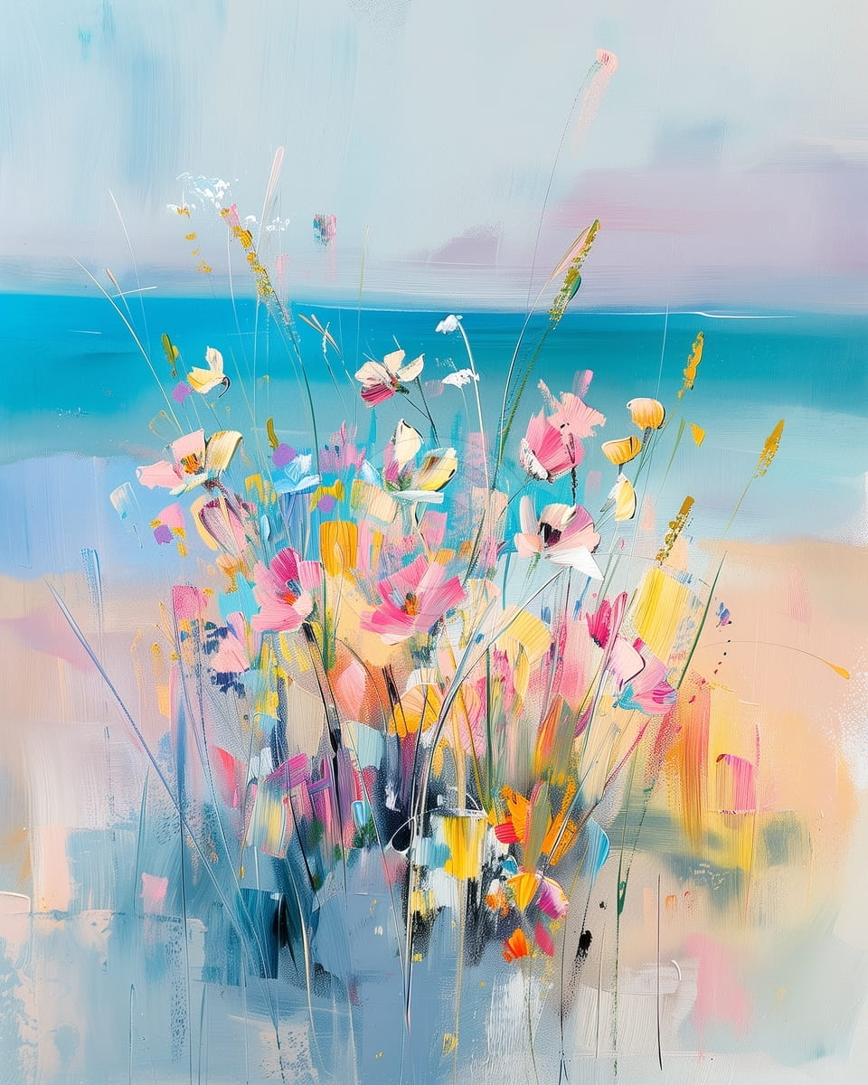 Blumenstrauß am Meer