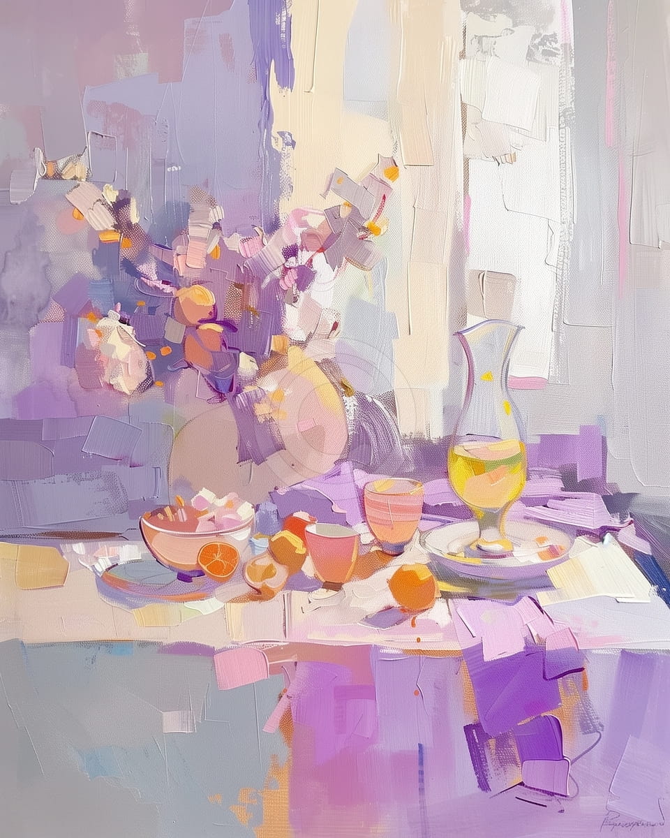 Nature morte fleurs aux fruits