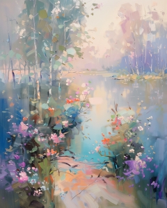 Paysage color&eacute; impressionniste