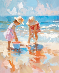 Enfants jouant sur la plage