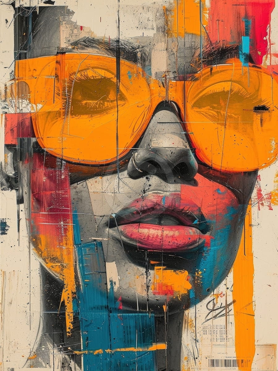 Femme aux lunettes orange