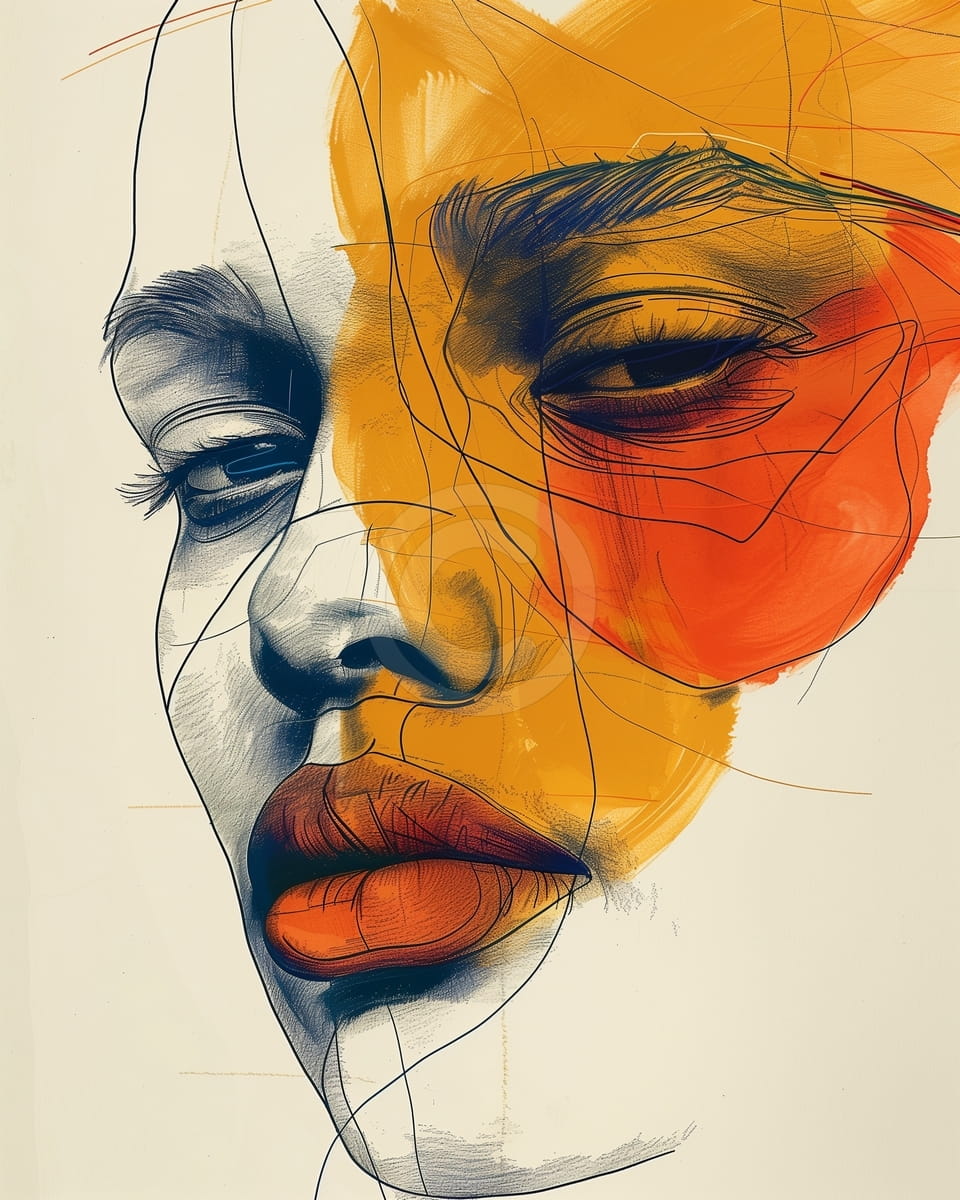 Croquis en couleur d'une femme