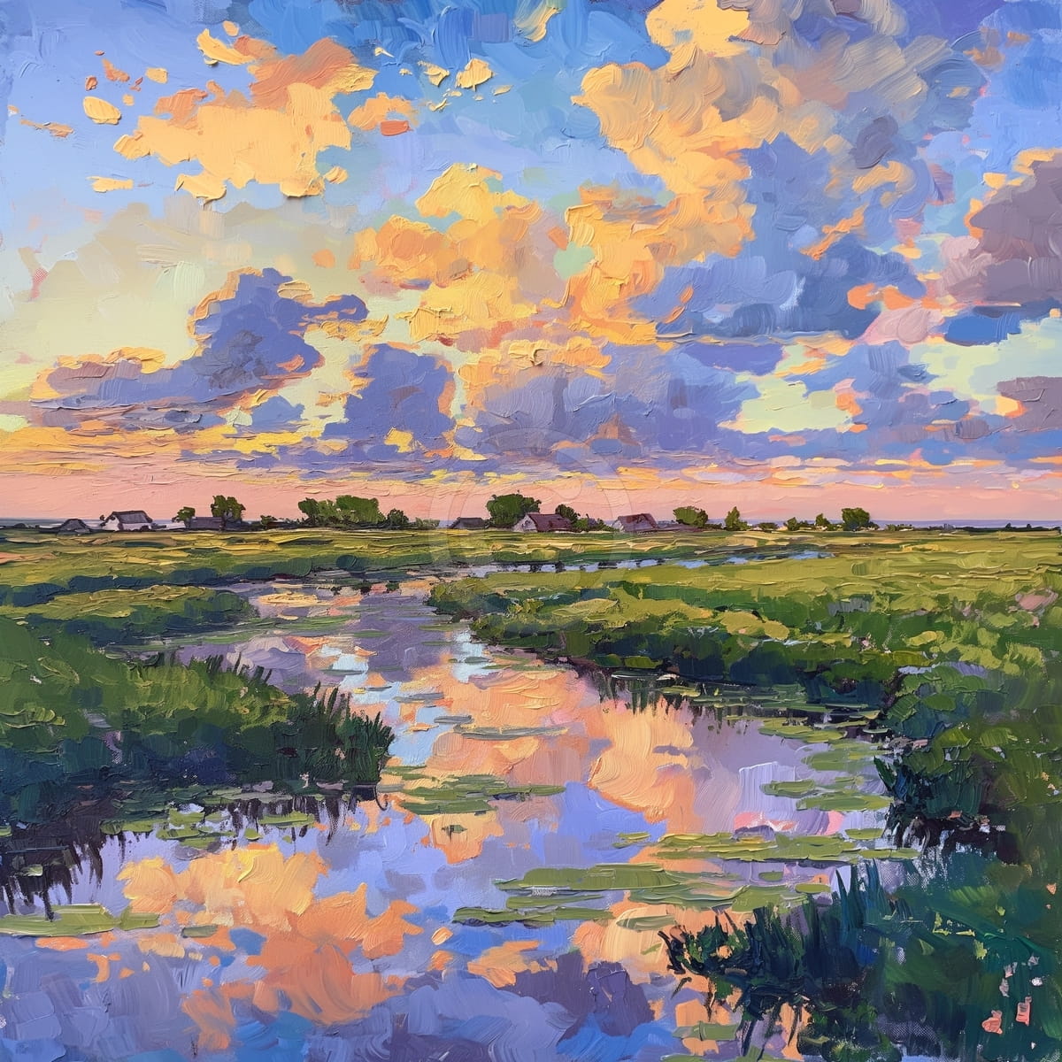 Paysage fluvial du soir