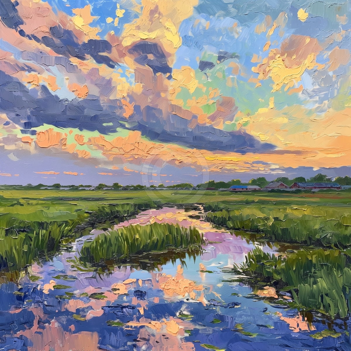 Paesaggio nuvoloso di mattina