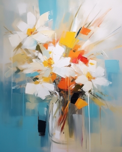 Fleurs blanches impressionnistes