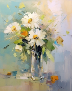 Nature morte pastel aux fleurs