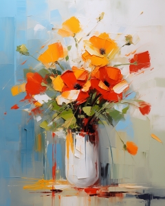 Rote Mohnblumen in weißer Vase