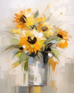 Tournesol dans un vase blanc