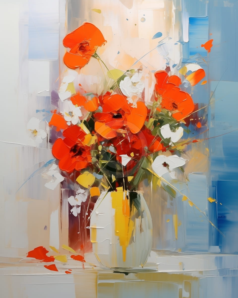 Papaveri e fiori bianchi