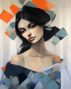 Fille aux formes g&eacute;om&eacute;triques