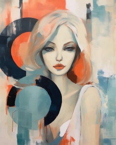 Donna con cerchi astratti