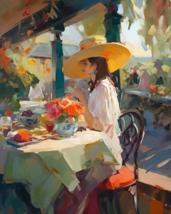 Mujer con sombrero amarillo